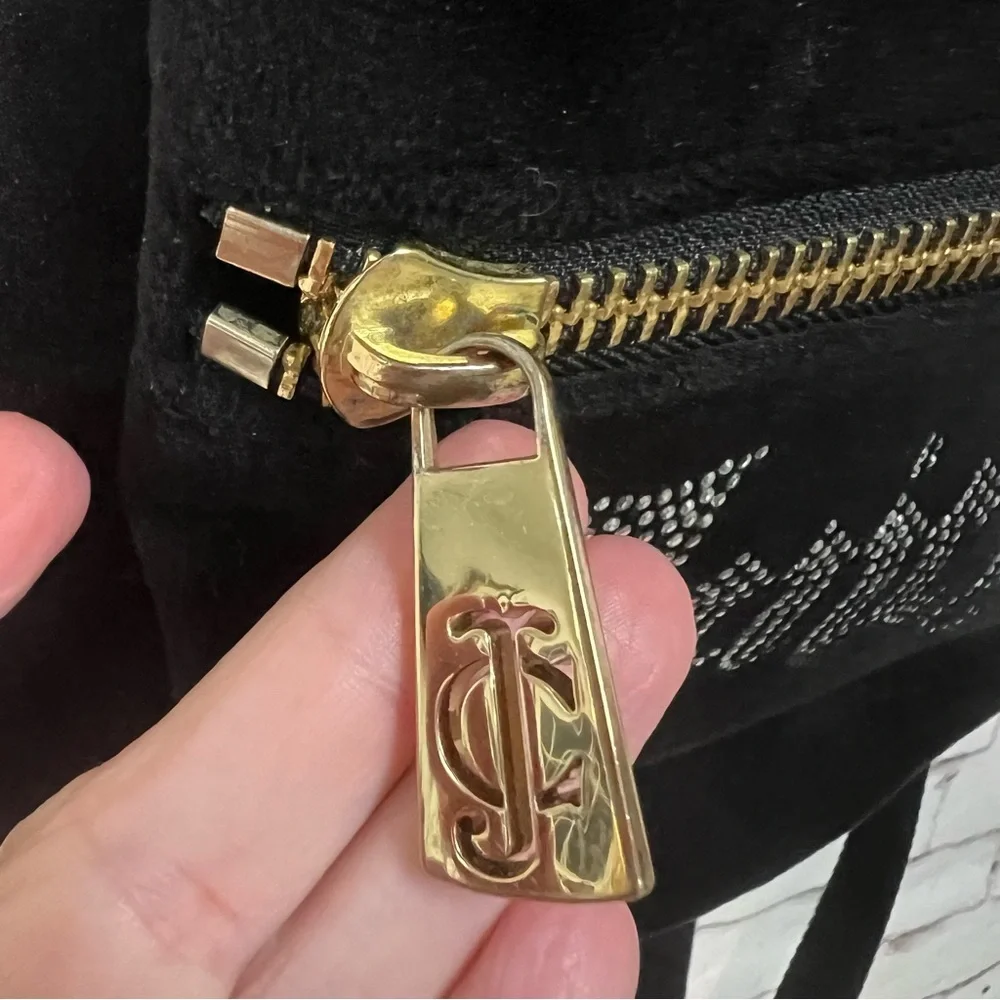 Juicy Couture Black Label Velvet Mini Backpack Bling Rhinestone Bag Velour Y2K